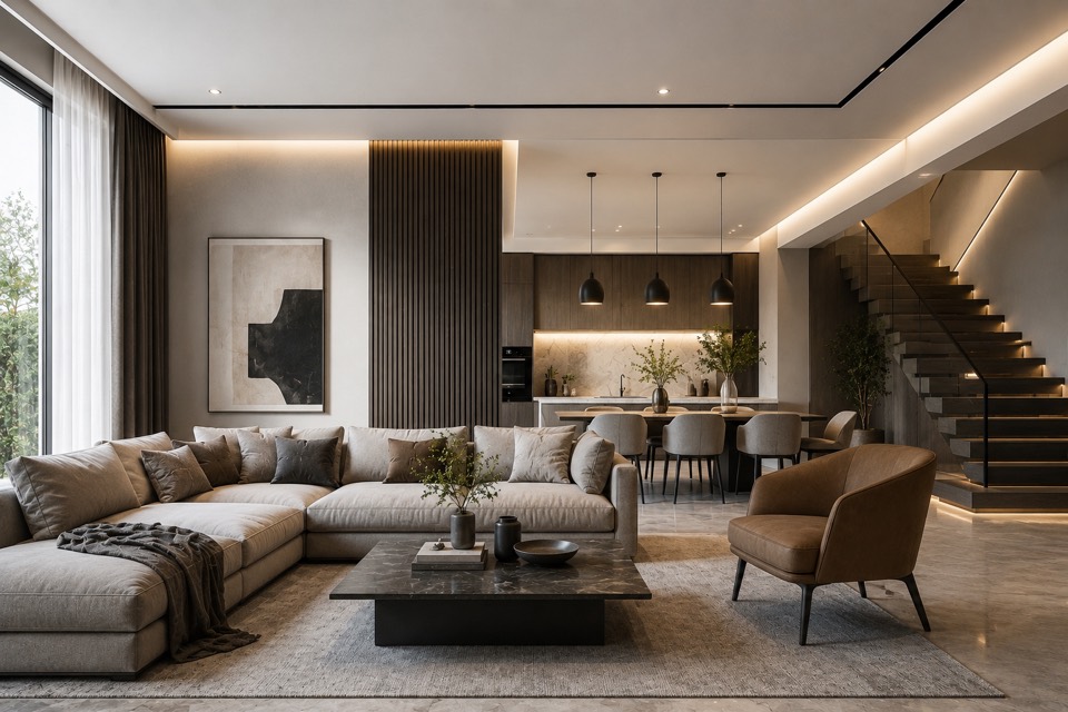 Desain interior ruang komersial modern